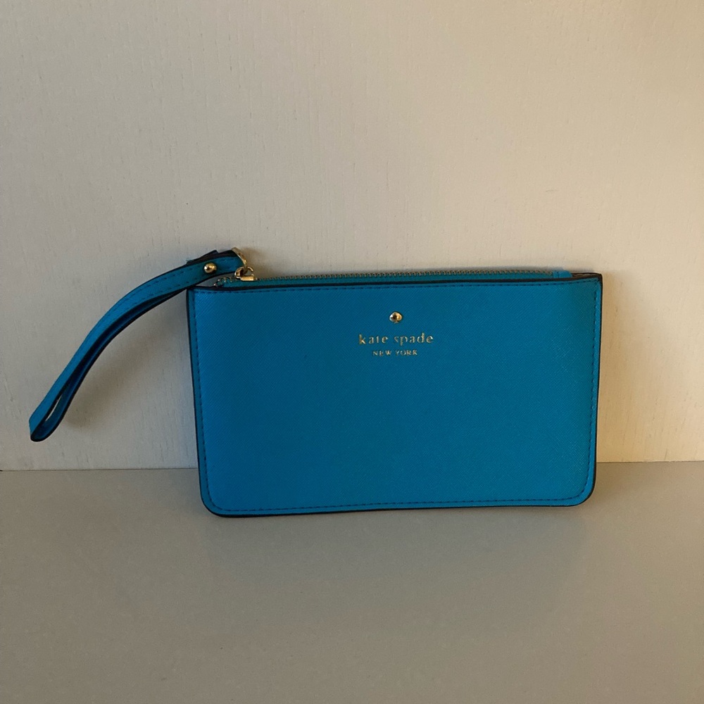 Kate Spade Leather Blue Zip Top Wristlet Lightweight